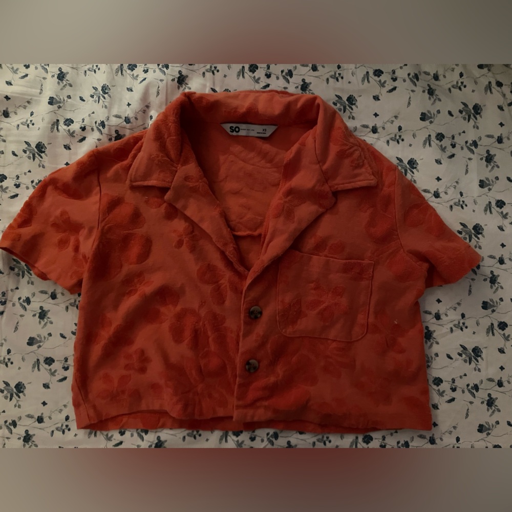 SO Orange Floral Button-Up Shirt